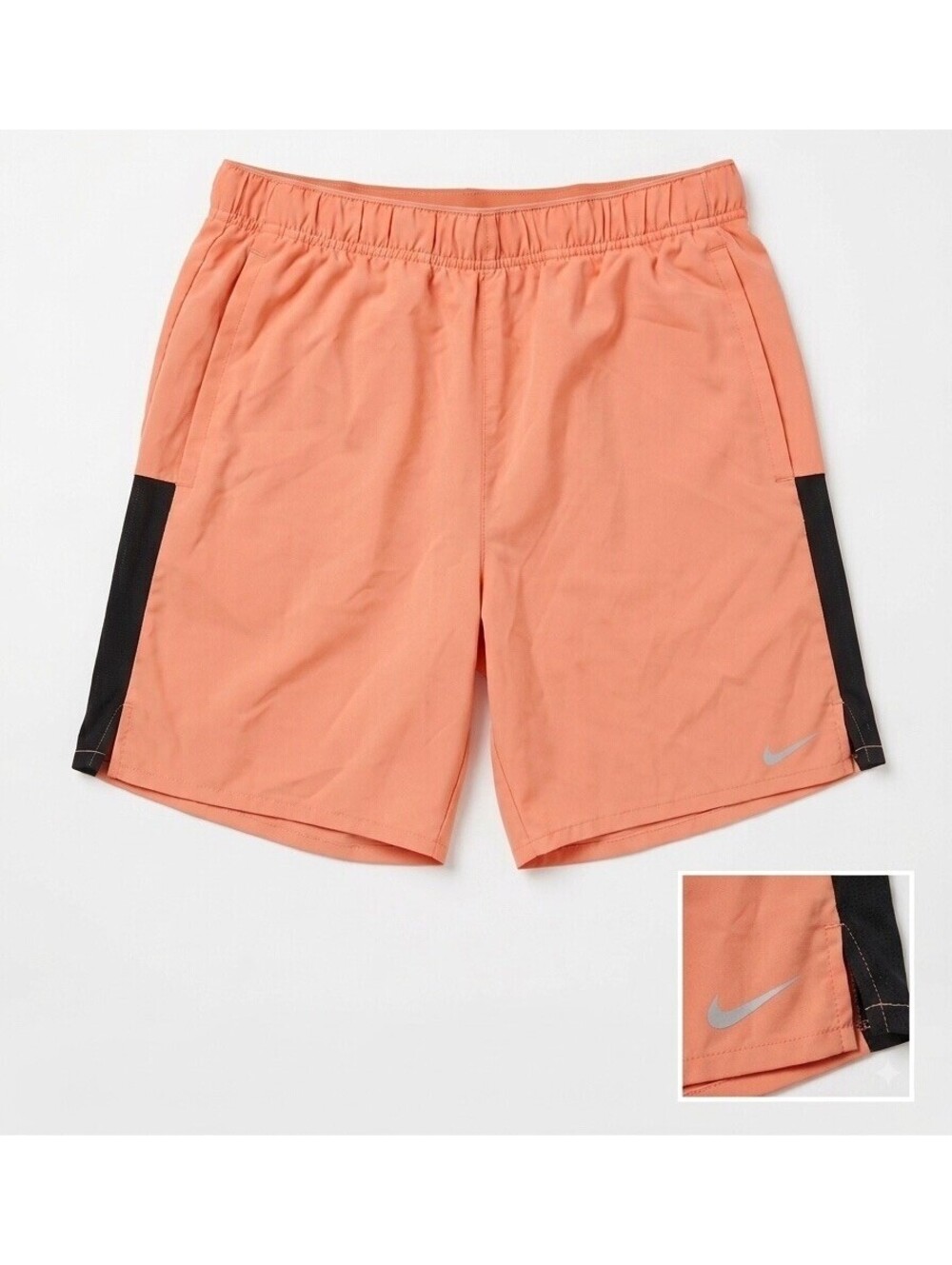 Boys Nike Training Shorts Dri Fit Size Large - Coral Color With Black Drawstring